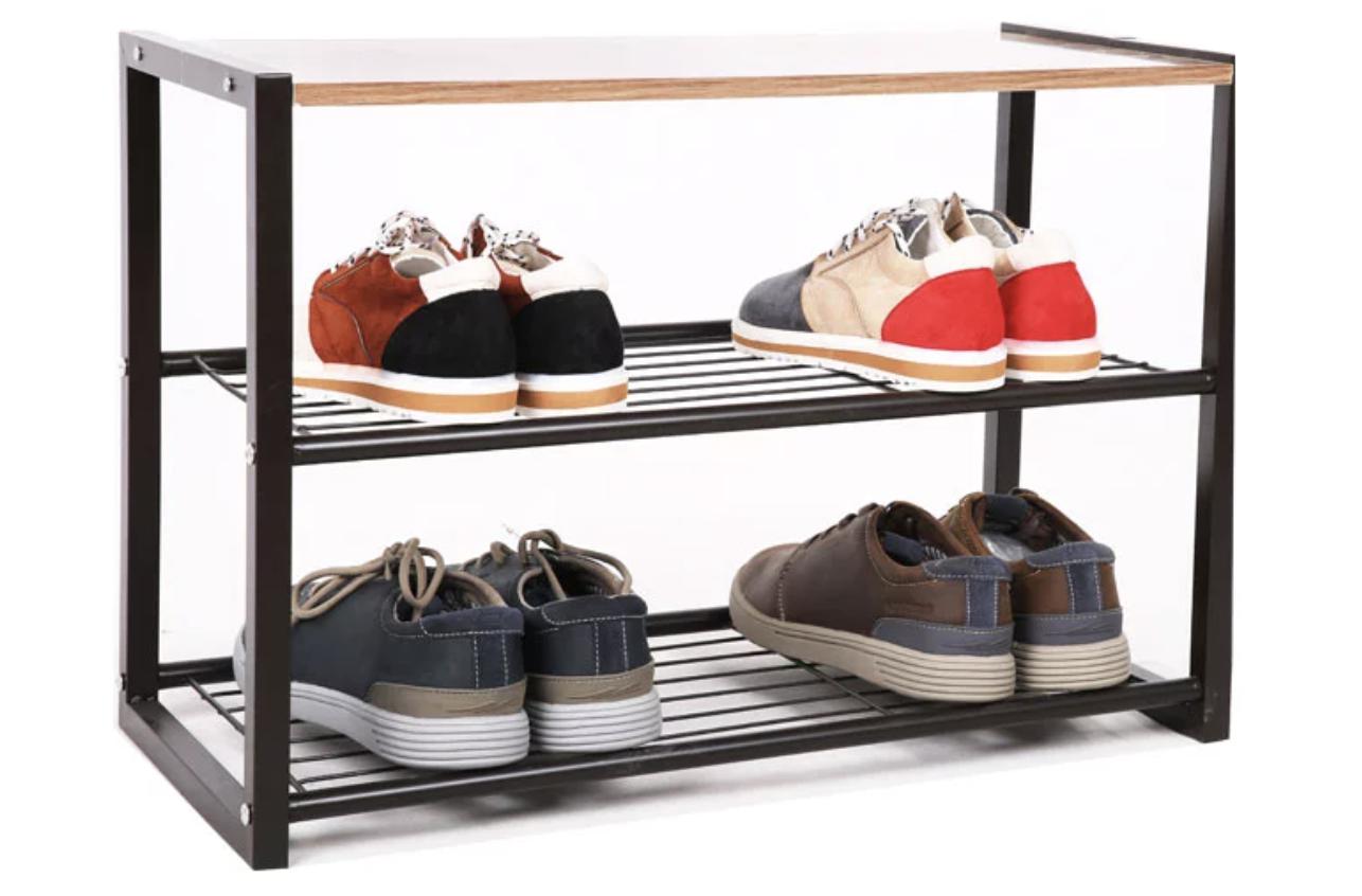 wooden shoe rack